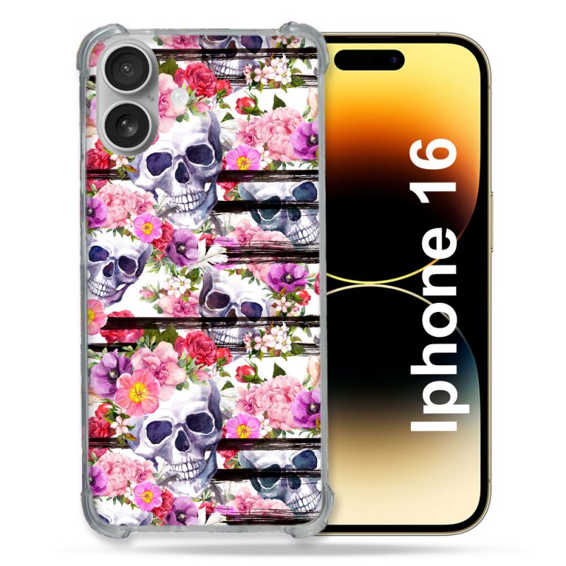 Coque Renforcée Pour Apple Iphone 16 Plus Tete de Mort Pattern
