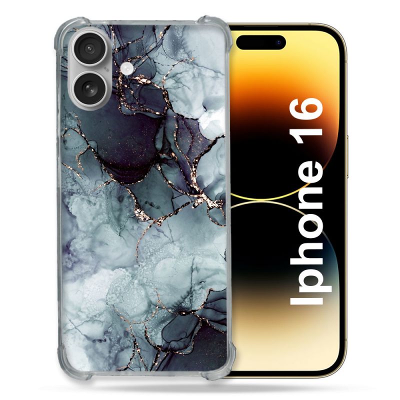 Coque Renforcée Pour Apple Iphone 16 Plus Texture Marbre Gris