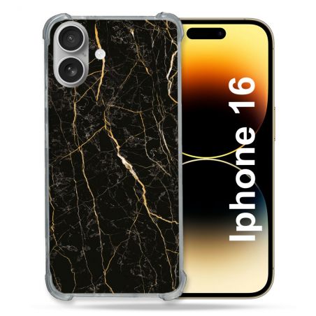 Coque Renforcée Pour Apple Iphone 16 Plus Texture Marbre Noir