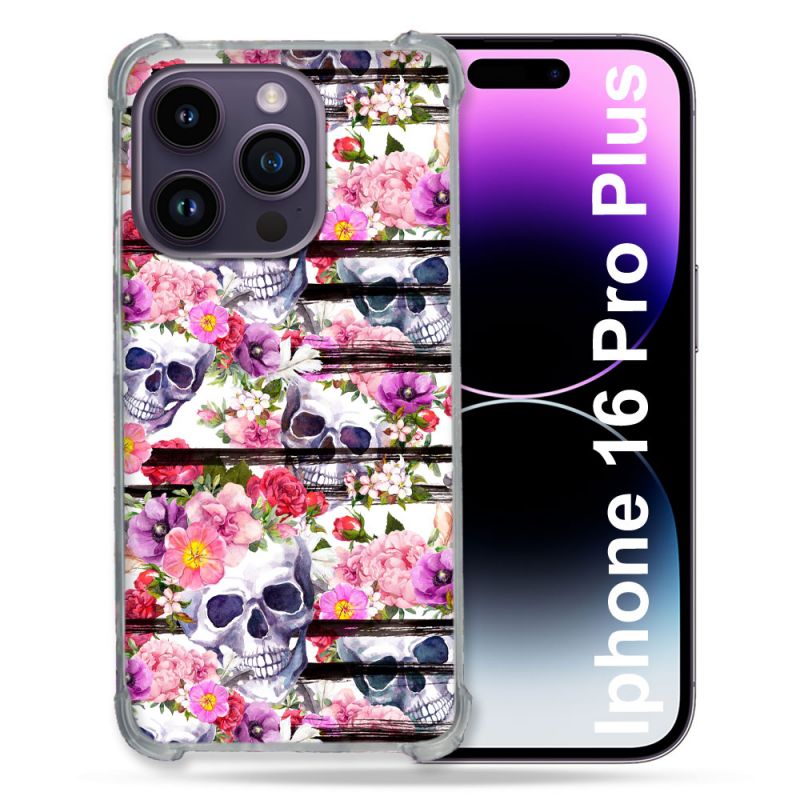 Coque Renforcée Pour Apple Iphone 16 Pro Plus Tete de Mort Pattern
