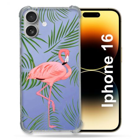 Coque Transparente Pour Apple Iphone 16 Plus Flamant Rose