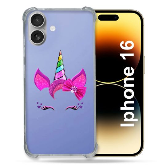 Coque Transparente Pour Apple Iphone 16 Plus Licorne Paillette