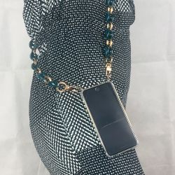 Coque Transparente Pour Apple Iphone 16 Plus Lanière / Cordon Anneaux Bleu et Or