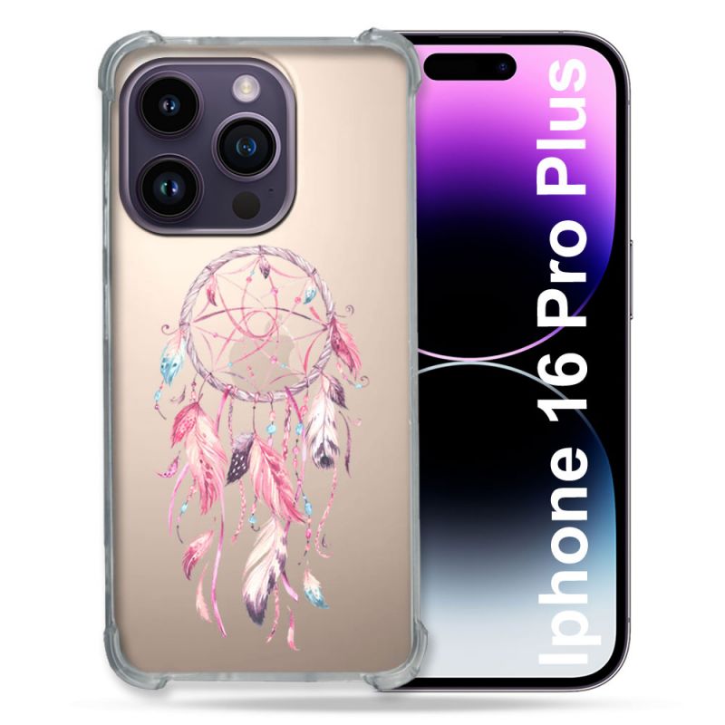 Coque Transparente Pour Apple Iphone 16 Pro Plus Attrape Reve Rose