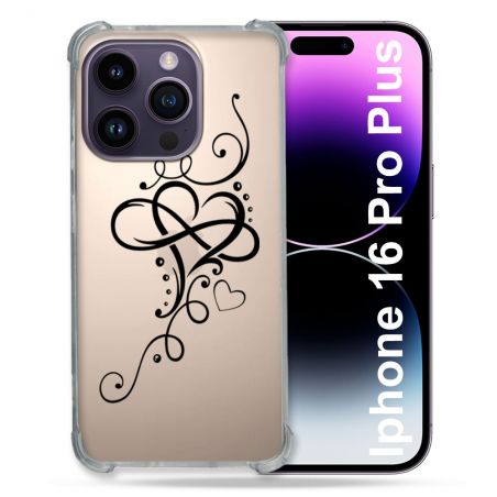 Coque Transparente Pour Apple Iphone 16 Pro Plus Cœur infini