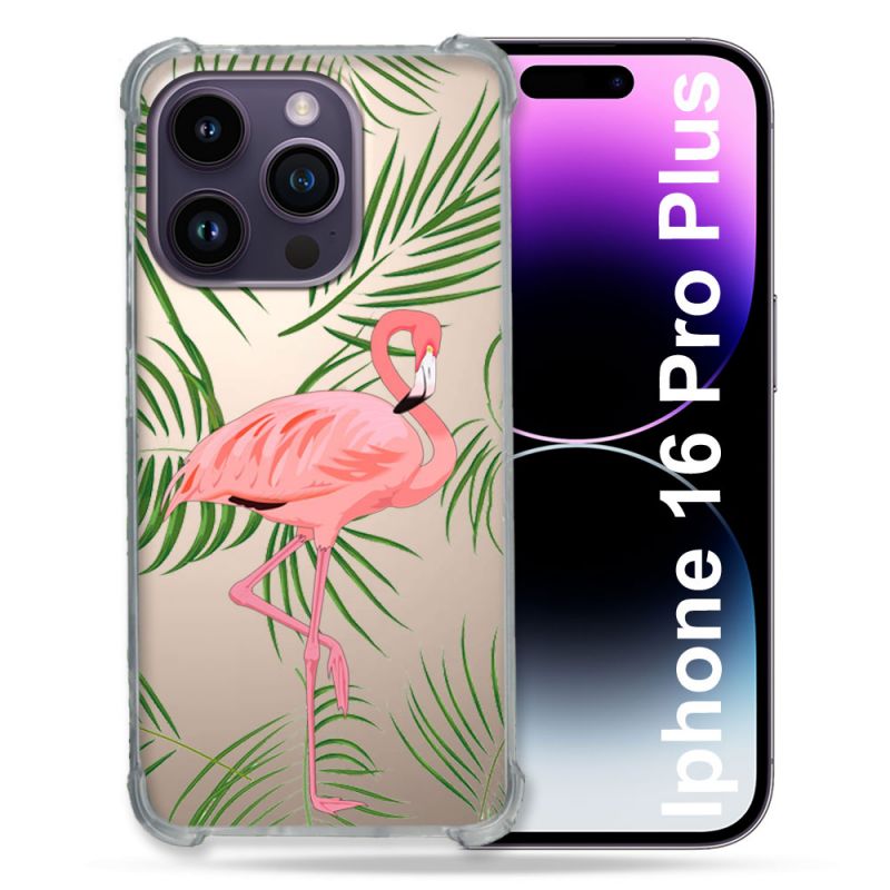 Coque Transparente Pour Apple Iphone 16 Pro Plus Flamant Rose