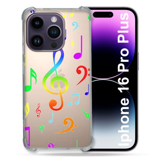 Coque Transparente Pour Apple Iphone 16 Pro Plus Note Musique Colore