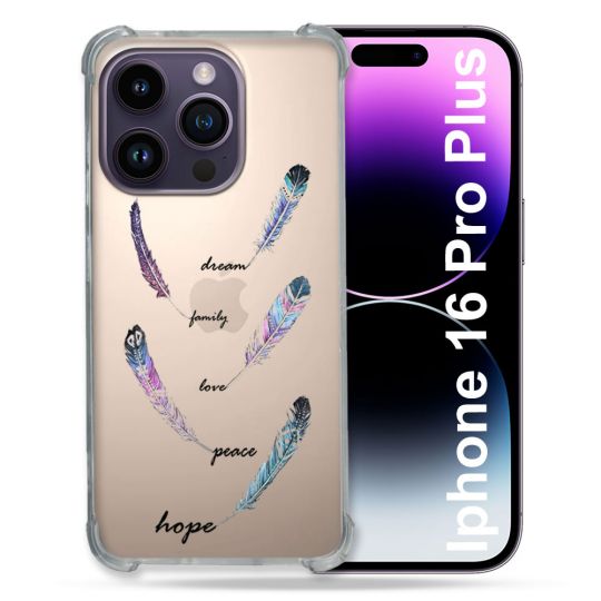 Coque Transparente Pour Apple Iphone 16 Pro Plus Plume Couleur