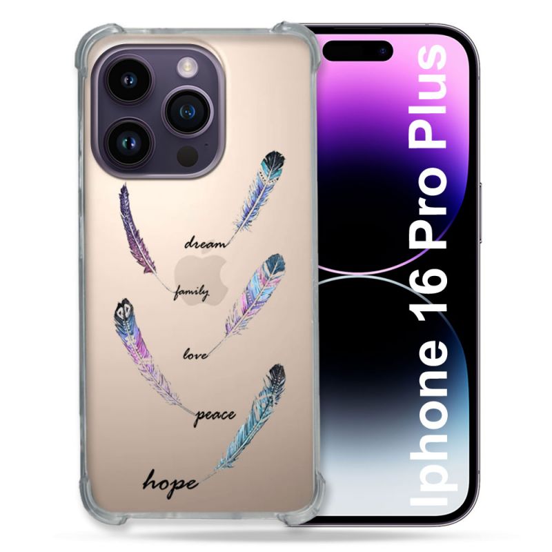 Coque Transparente Pour Apple Iphone 16 Pro Plus Plume Couleur