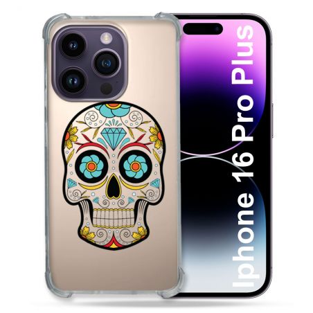 Coque Transparente Pour Apple Iphone 16 Pro Plus Tete Mort Color
