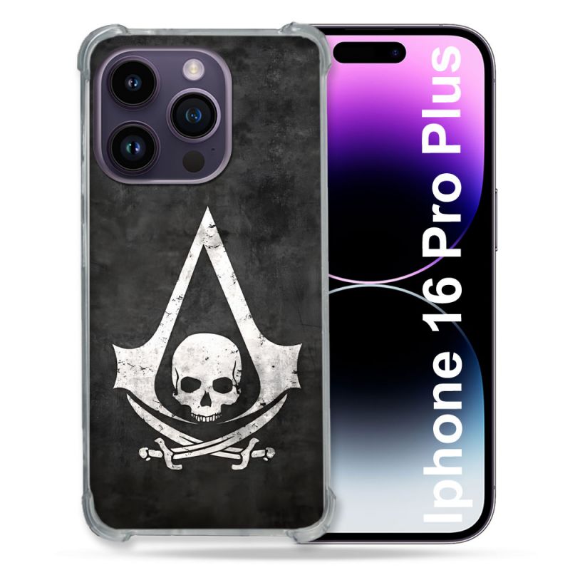 Coque Renforcée Pour Apple Iphone 16 Pro Plus Assassin Creed Tete Mort
