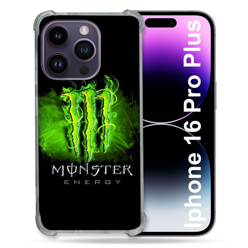 Coque Renforcée Pour Apple Iphone 16 Pro Plus Monster Energy Vert