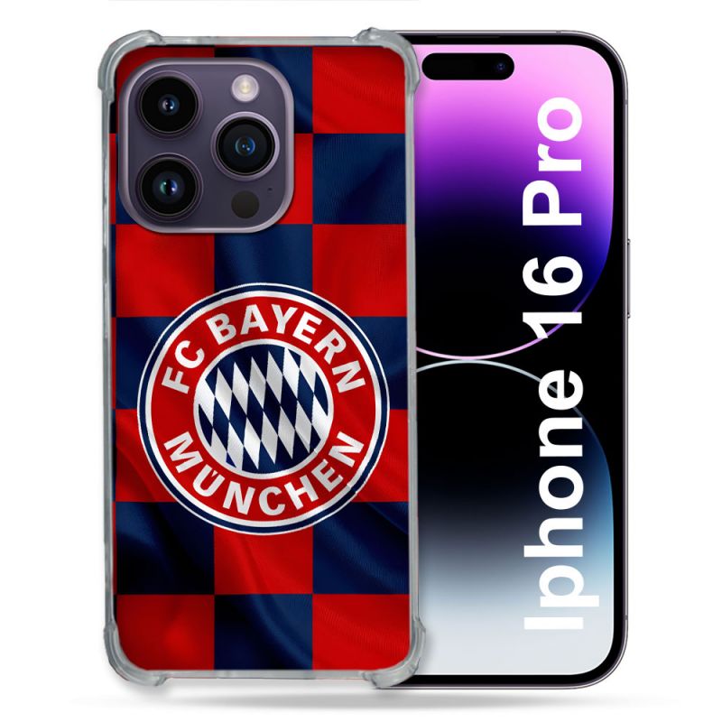 Coque Renforcée Pour Apple Iphone 16 Pro Foot Bayern Munich Carreaux