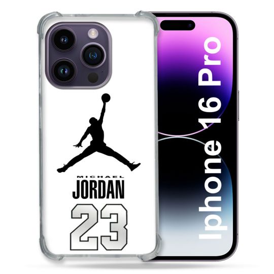 Coque Renforcée Pour Apple Iphone 16 Pro Jordan 23 Blanc