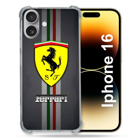 Coque Renforcée Pour Apple Iphone 16 Plus Ferrari Carbone