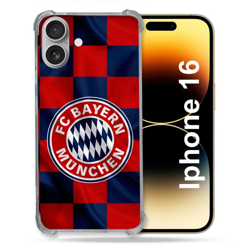 Coque Renforcée Pour Apple Iphone 16 Plus Foot Bayern Munich Carreaux