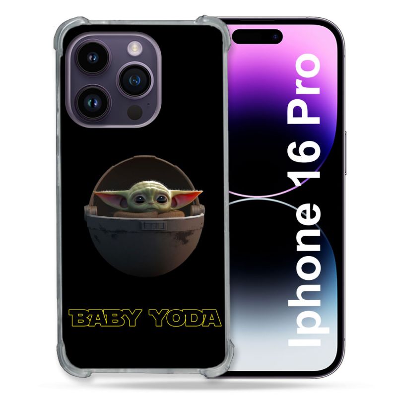 Coque Renforcée Pour Apple Iphone 16 Pro Star Wars - Yoda bebe noir