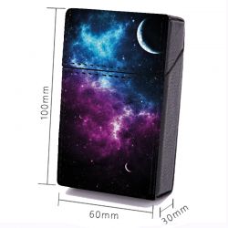 Etui En Cuir Paquet de Cigarette Univers Bleu Violet
