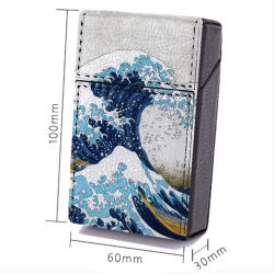 Etui En Cuir Paquet de Cigarette Peinture La Grande Vague