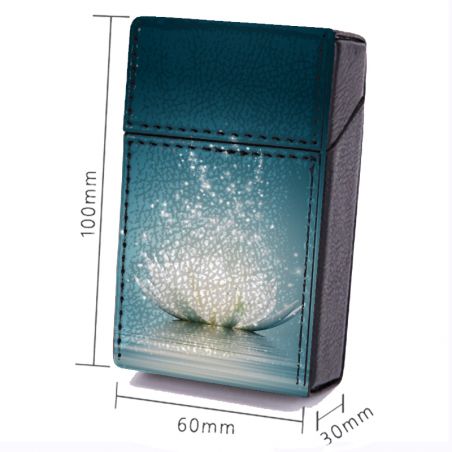Etui En Cuir Paquet de Cigarette Fleur Lotus Blanc