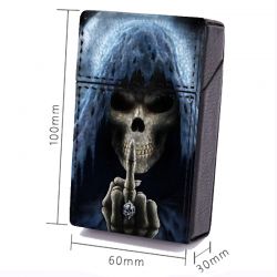 Etui En Cuir Paquet de Cigarette Tete Mort Doigt
