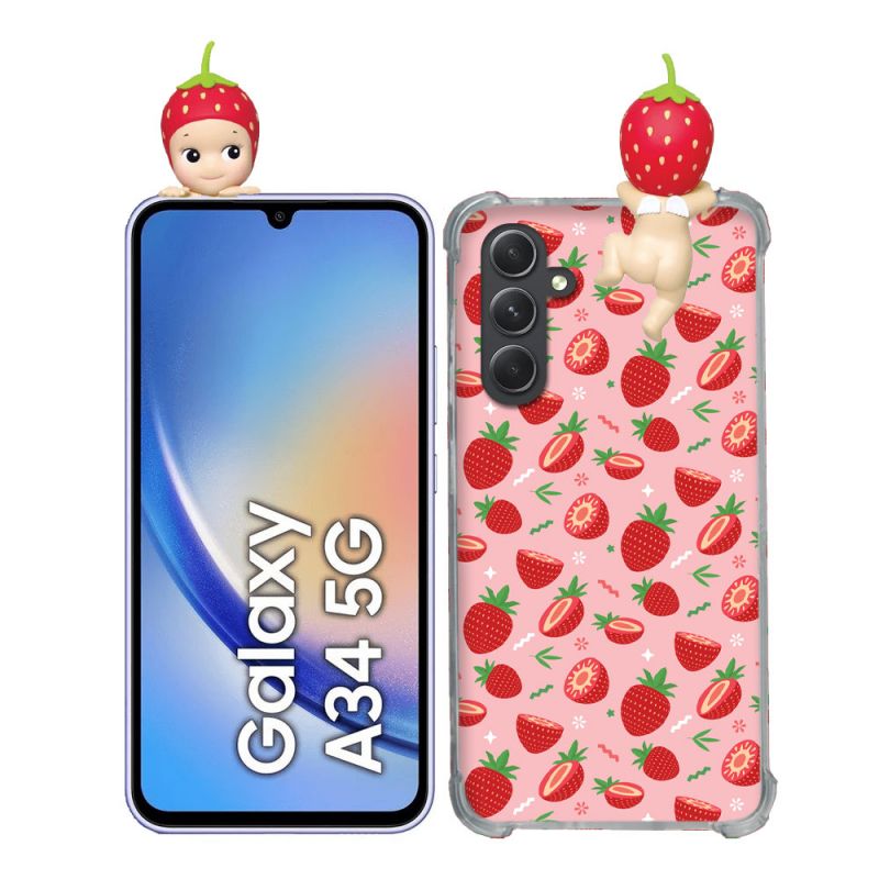 Coque Renforcée Pour Samsung Galaxy A34 5G Angel Hippers Fraise