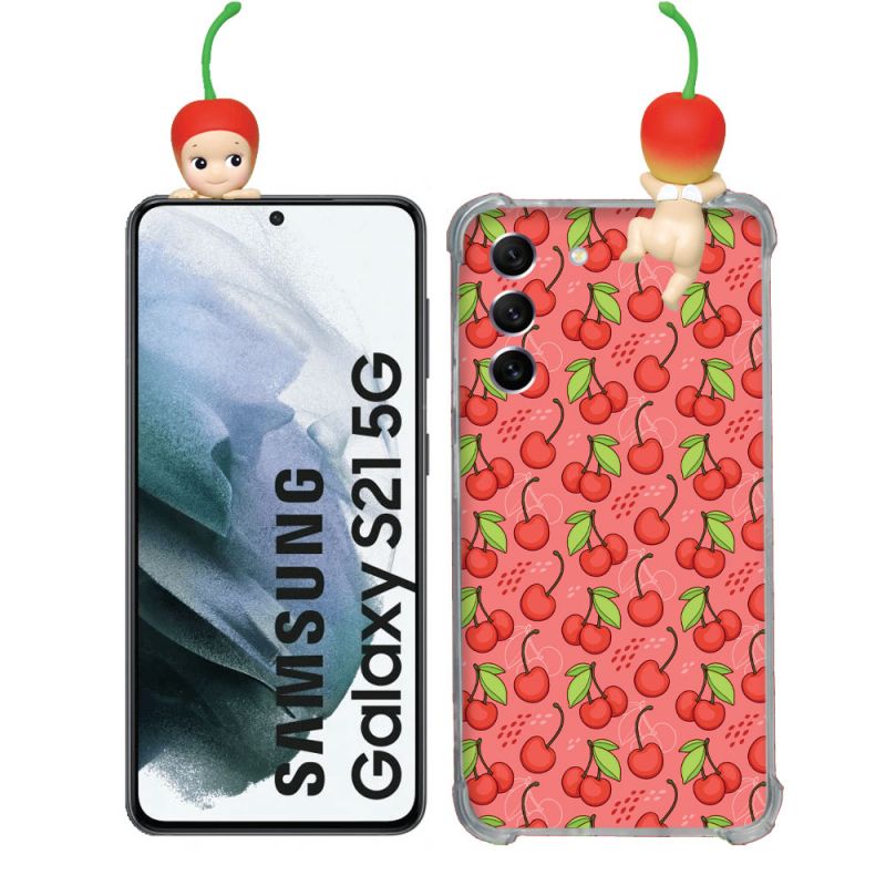 Coque Renforcée Pour Samsung Galaxy S21 Angel Hippers Cerise