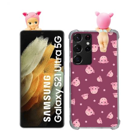 Coque Renforcée Pour Samsung Galaxy S21 Ultra Angel Hippers Cochon