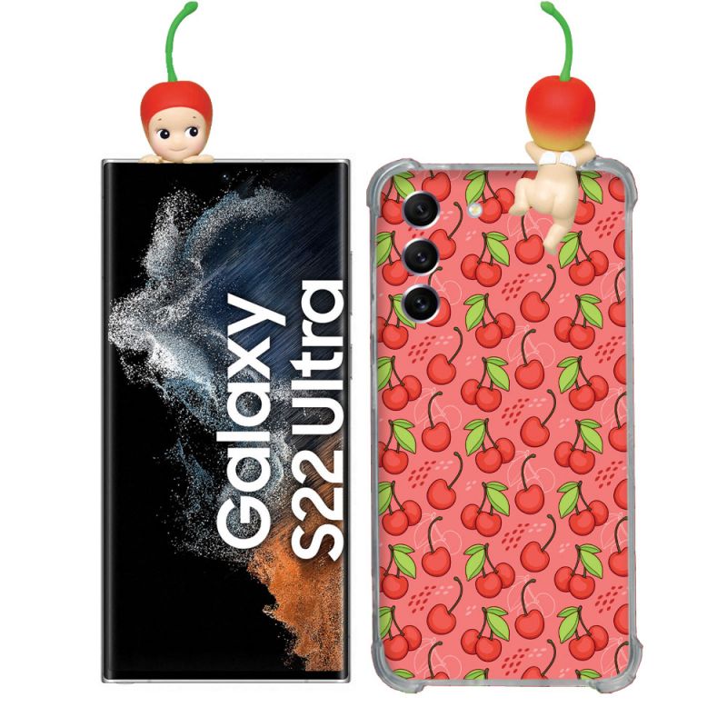 Coque Renforcée Pour Samsung Galaxy S22 Ultra Angel Hippers Cerise