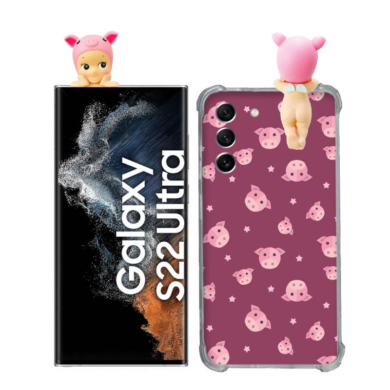 Coque Renforcée Pour Samsung Galaxy S22 Ultra Angel Hippers Cochon