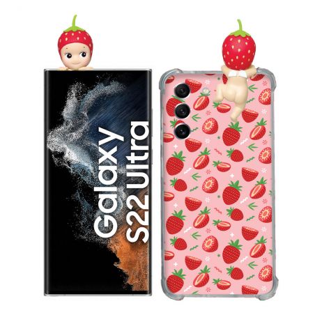 Coque Renforcée Pour Samsung Galaxy S22 Ultra Angel Hippers Fraise
