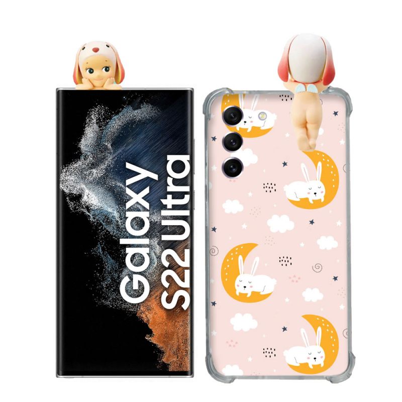 Coque Renforcée Pour Samsung Galaxy S22 Ultra Angel Hippers Lapin Bélier