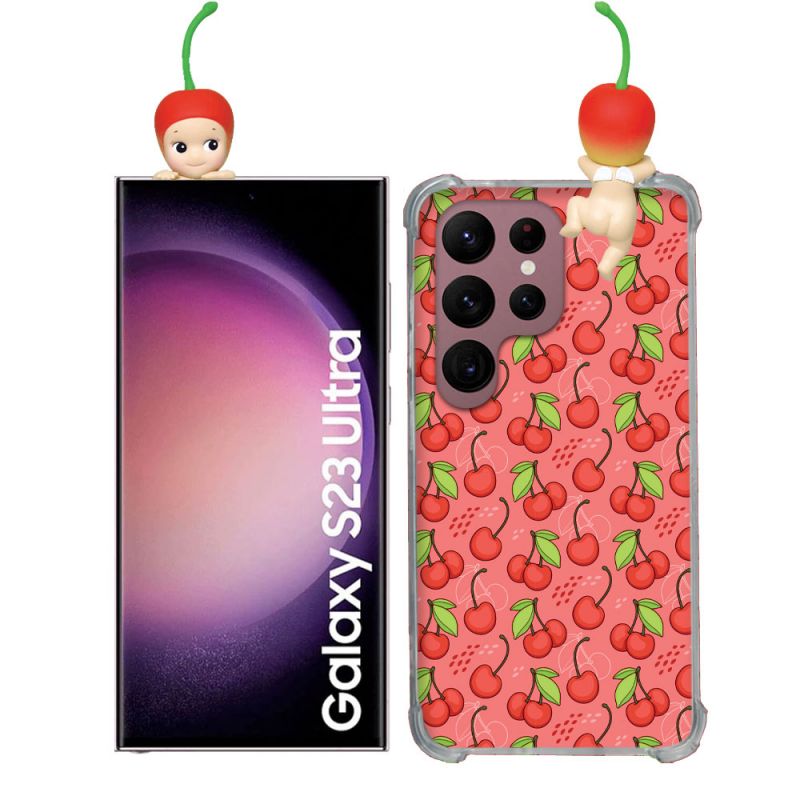 Coque Renforcée Pour Samsung Galaxy S23 Ultra Angel Hippers Cerise