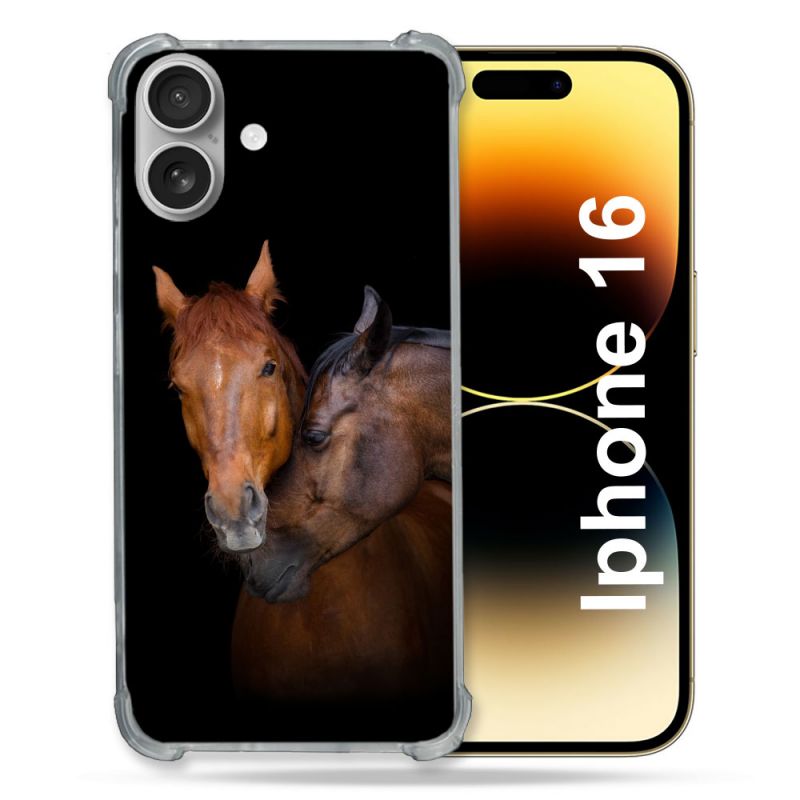 Coque Magnétique Compatible Magsafe Pour Iphone 16 Animal Cheval Marron