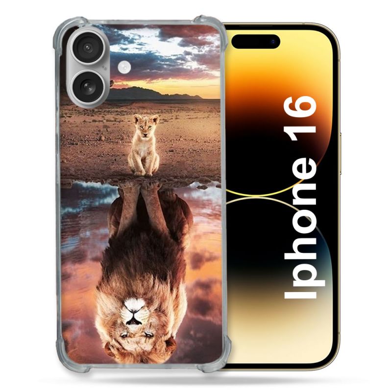 Coque Magnétique Compatible Magsafe Pour Iphone 16 Animal Lion Reflet