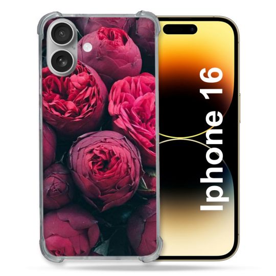 Coque Magnétique Compatible Magsafe Pour Iphone 16 Fleur Pivoine