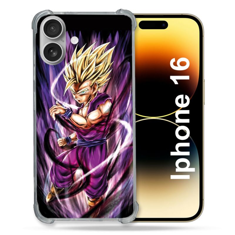 Coque Magnétique Compatible Magsafe Pour Iphone 16 Manga Dragon Ball Sangohan Violet