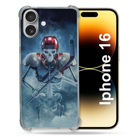 Coque Magnétique Compatible Magsafe Pour Iphone 16 Sport Hockey Squelette