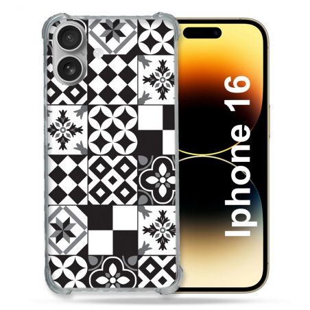 Coque Magnétique Compatible Magsafe Pour Iphone 16 Texture Carreau Ciment Noir