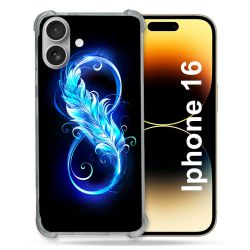 Coque Magnétique Compatible Magsafe Pour Iphone 16 Texture Plume Infini Bleu