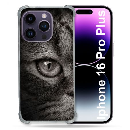 Coque Magnétique Compatible Magsafe Pour Iphone 16 Pro Plus Animal Chat Gris