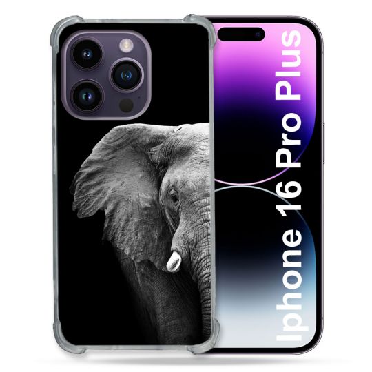 Coque Magnétique Compatible Magsafe Pour Iphone 16 Pro Plus Animal Elephant Noir