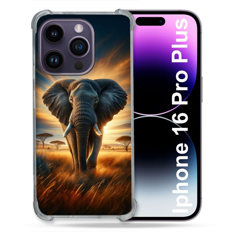 Coque Magnétique Compatible Magsafe Pour Iphone 16 Pro Plus Animal Elephant Savane