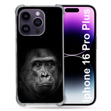 Coque Magnétique Compatible Magsafe Pour Iphone 16 Pro Plus Animal Gorille Noir
