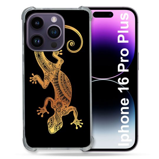Coque Magnétique Compatible Magsafe Pour Iphone 16 Pro Plus Animal Lezard Noir