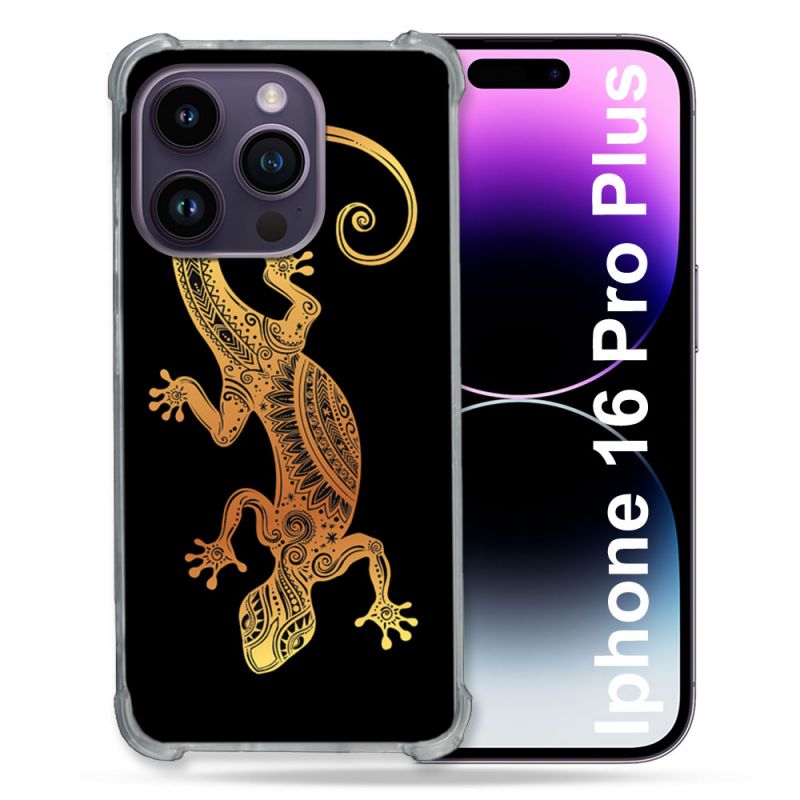 Coque Magnétique Compatible Magsafe Pour Iphone 16 Pro Plus Animal Lezard Noir