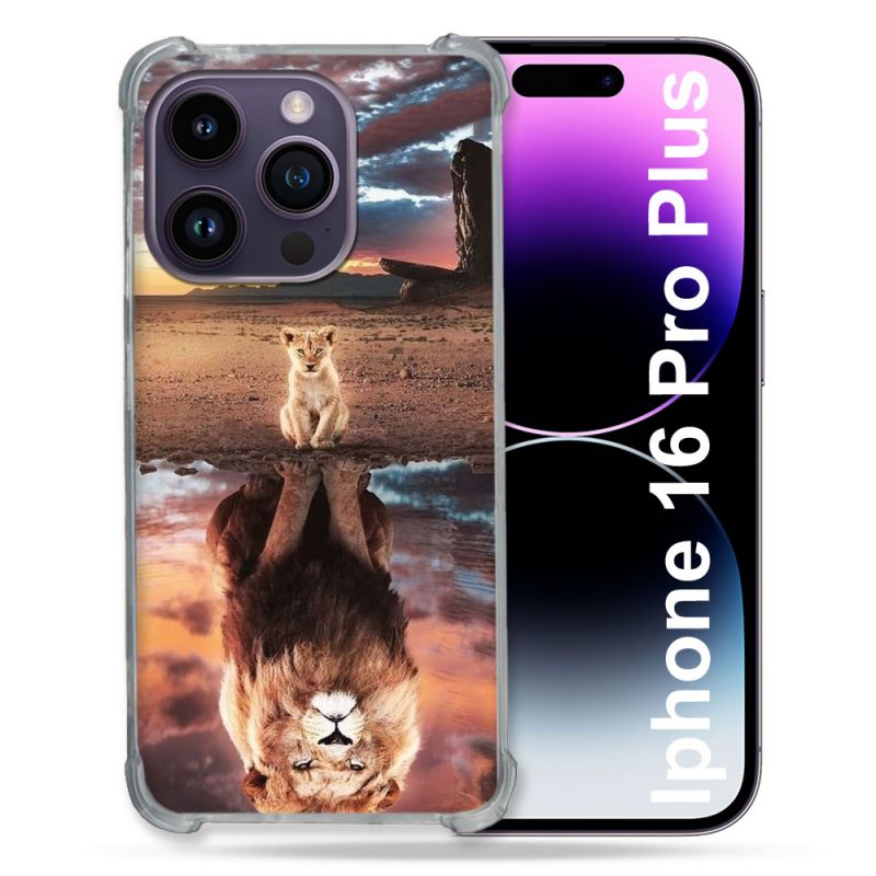 Coque Magnétique Compatible Magsafe Pour Iphone 16 Pro Plus Animal Lion Reflet