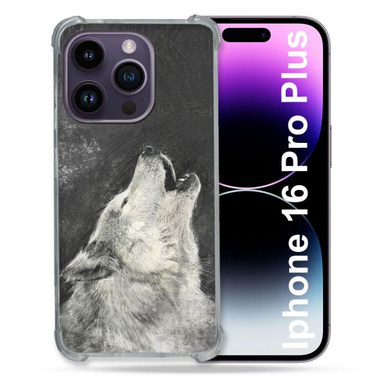 Coque Magnétique Compatible Magsafe Pour Iphone 16 Pro Plus Animal Loup Hurlement