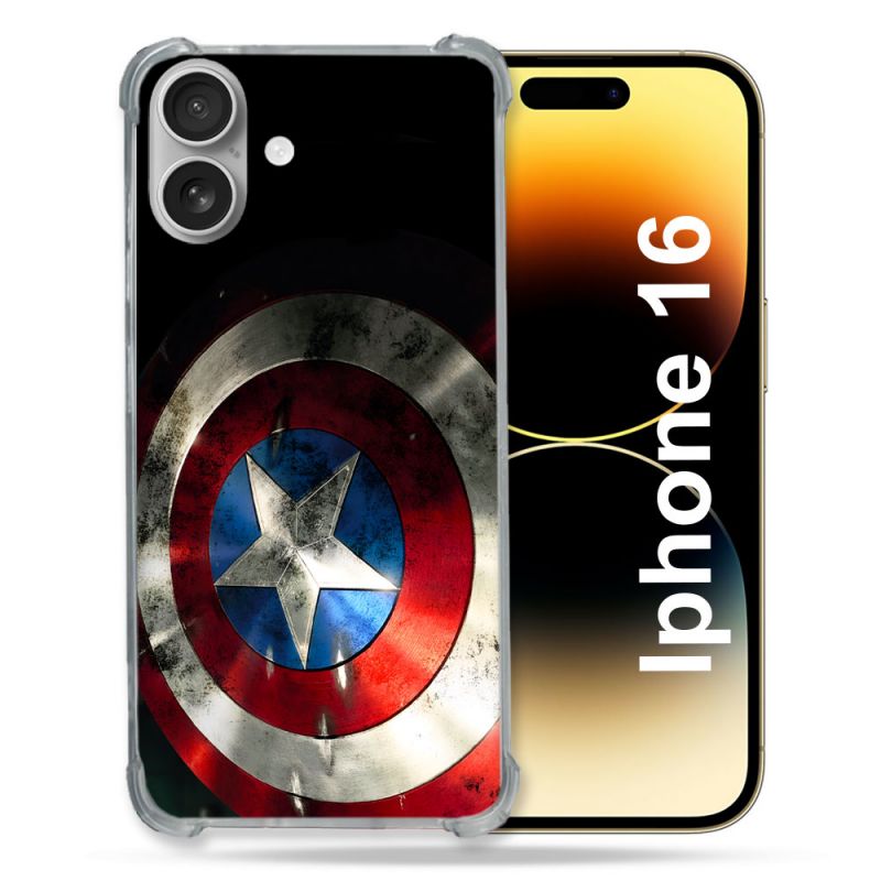Coque Magnétique Compatible Magsafe Pour Iphone 16 Captain America Bouclier