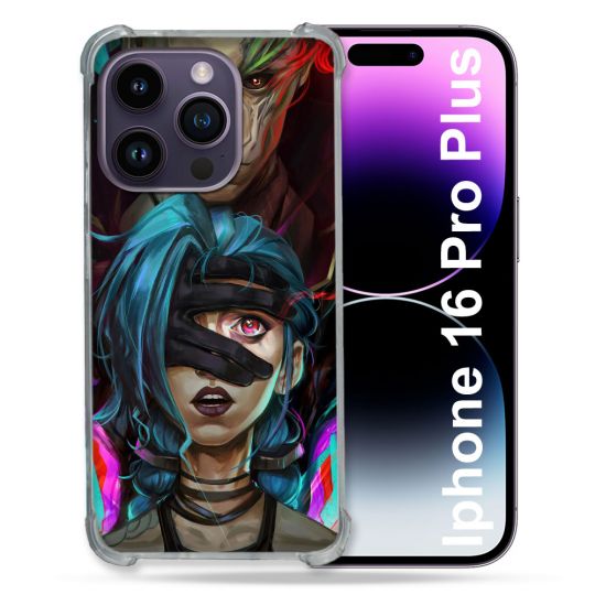 Coque Magnétique Compatible Magsafe Pour Iphone 16 Pro Plus Arcane Jynx Bleu